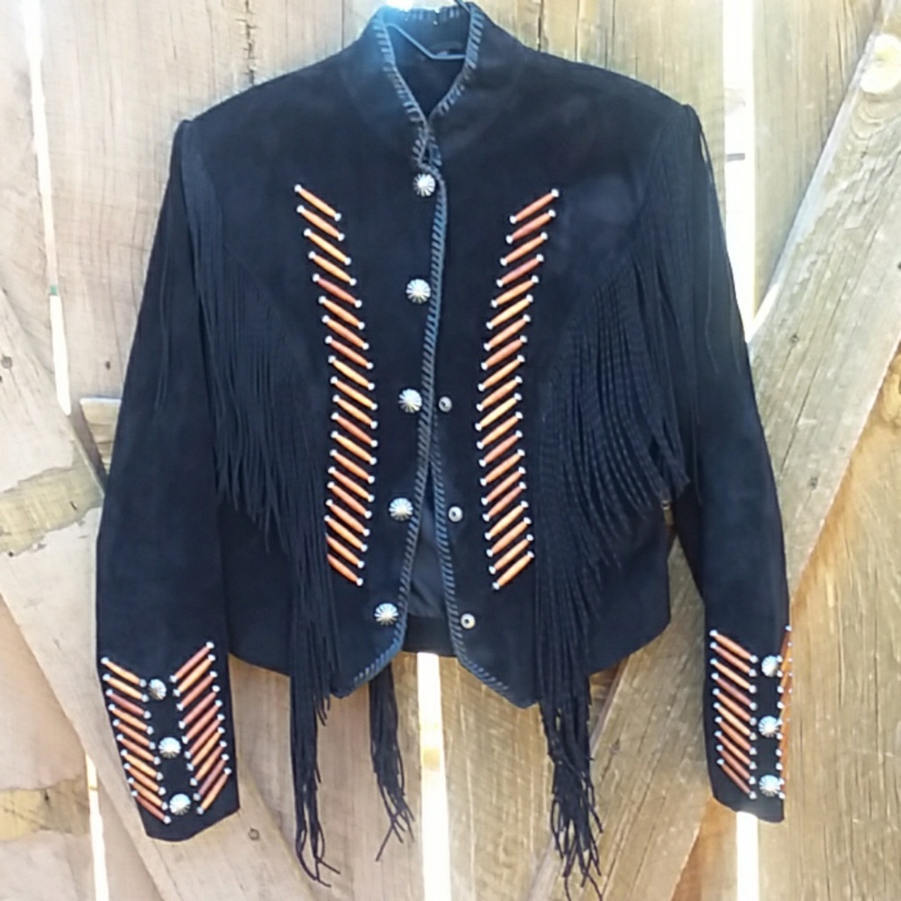 Cripple Creek black suede with fringe jacket